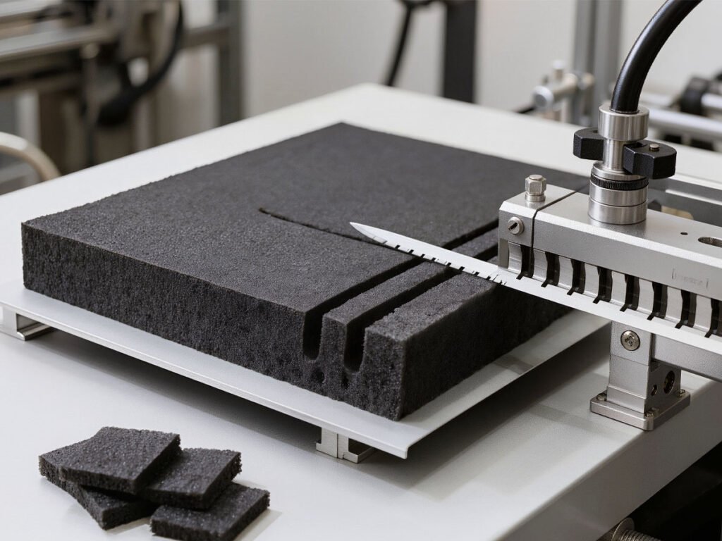 XPE and IXPE foam converting process for cutting slitting and custom foam parts