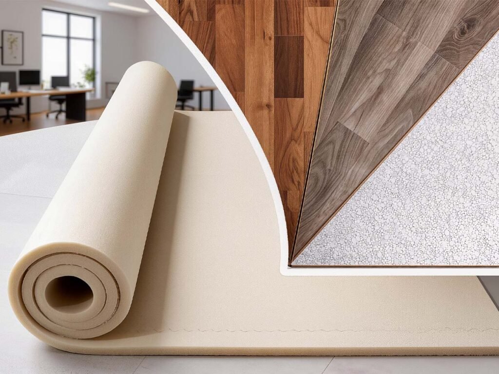 XPE and IXPE foam flooring underlayment installed under laminate flooring